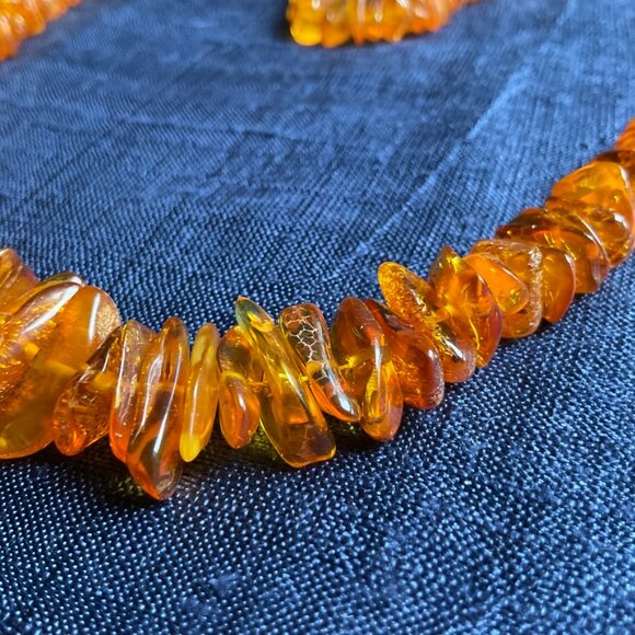 Vintage Genuine Baltic Amber Beaded Loop Necklace, Honey Butterscotch, Opera 22” - Picture 9 of 11